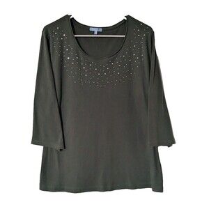 Penmans Plus Women 3/4 Sleeve/ Green T-Shirt Plus Size 1X